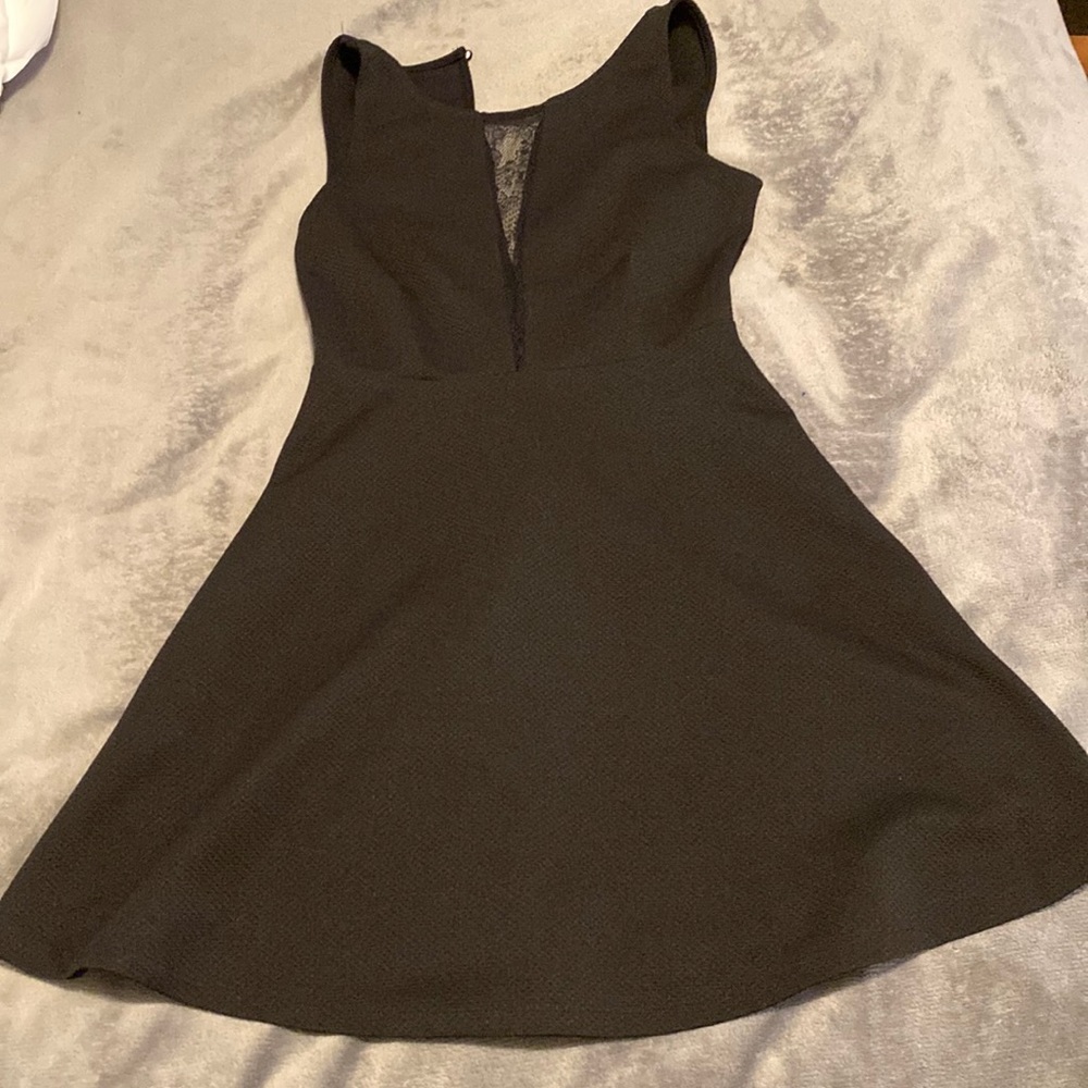 black dress with lace clevage hole